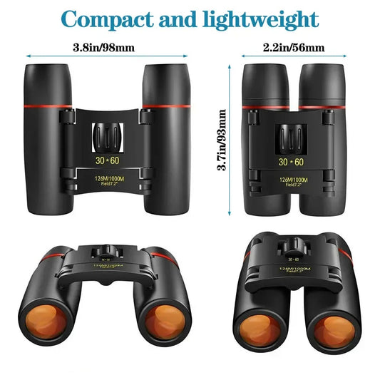 Compact Folding Binoculars, Folding Telescope With Clean Cloth And Carry Case