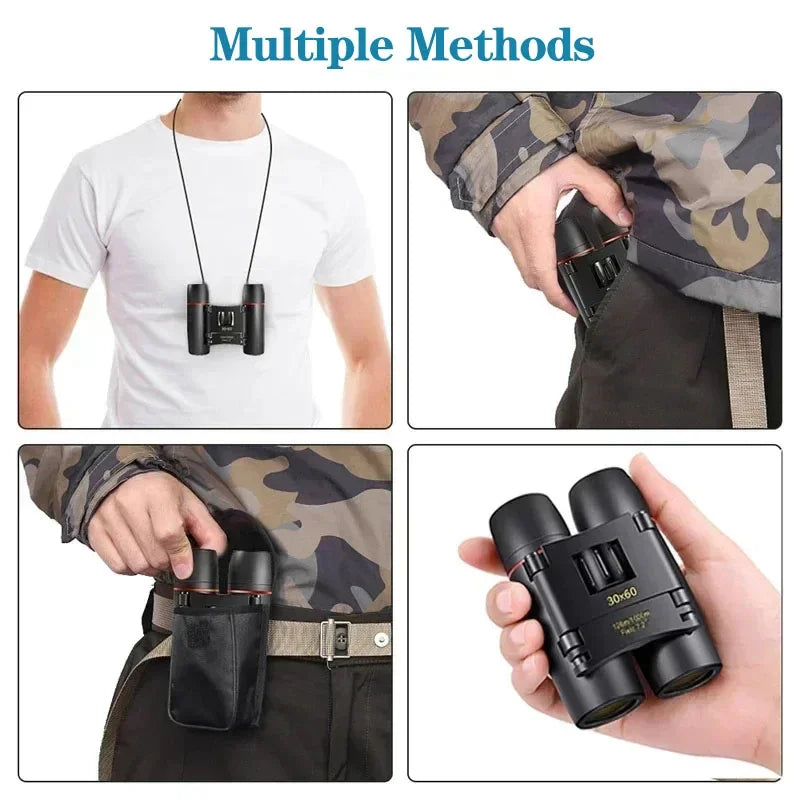 Compact Folding Binoculars, Folding Telescope With Clean Cloth And Carry Case